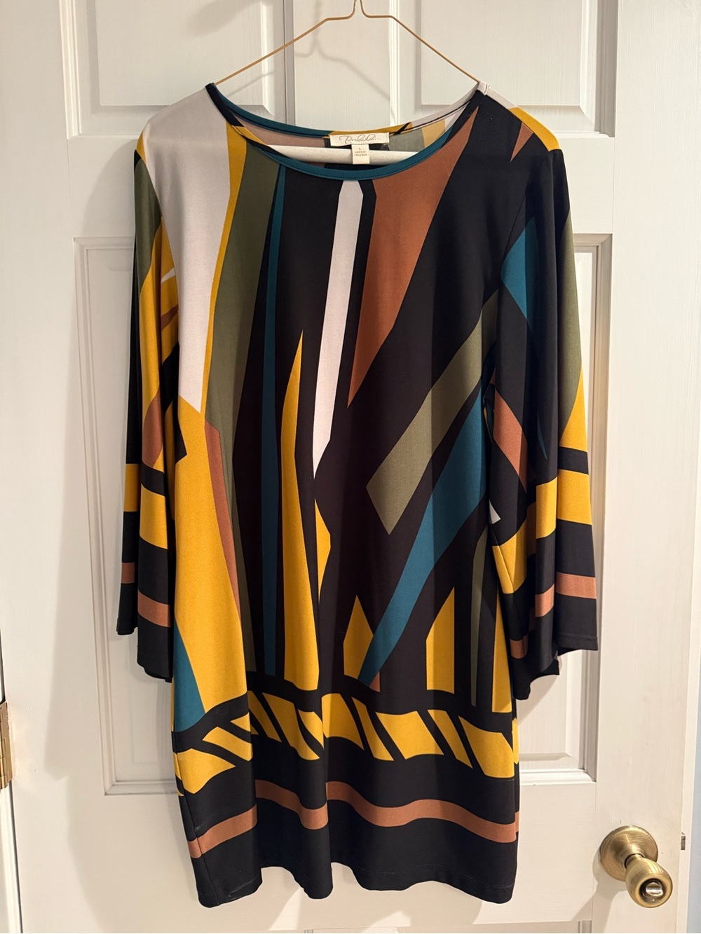 Women's Vintage 70s Abstract Print Tunic Top/Dress Size Large